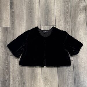 Women’s Black White House Black Market Faux Fur Cropped Topper Sz L